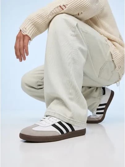 Мужские кеды Adidas Samba Original – белые классические кроссовки — YETTIX-SAMBA-СЕРЫЙ-43