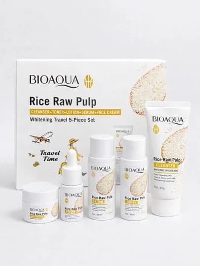 Набор для ухода за лицом Bioaqua, омолаживающий с экстрактом риса, рисовый скраб 5 в 1 — LBC3-LBC220