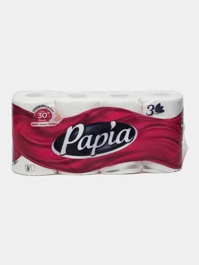 Туалетная бумага Papia, 3 слоя 8 шт