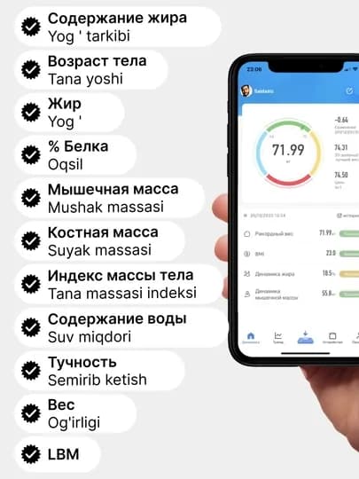 Весы напольные, умные, электронные, фитнес, для дома, до 180 кг