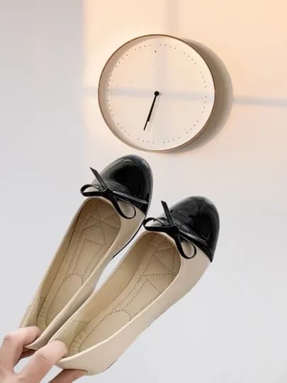 Женские балетки, туфли с круглым носом, лакированные — BYDSHOE-CHANEL-БЕЛЫЙ-42