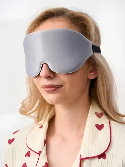 Маска для сна 3D, повязка на глазa для отдыха беруши в подарок — СОЛНБАЗ-3D-БЕЖМЕЛ