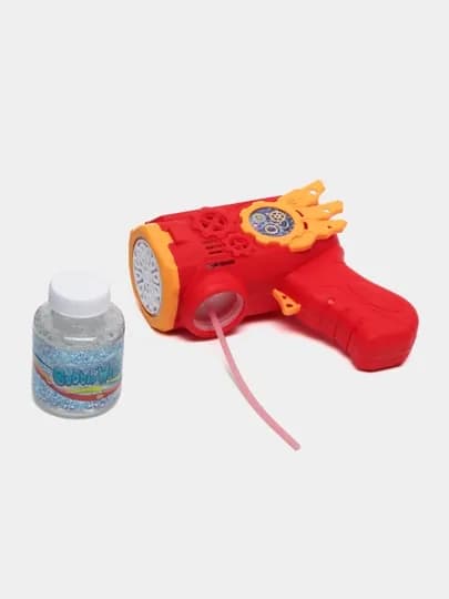 Генератор мыльных пузырей детский, на батарейках BUBBLE GUN — UNSHOPU-KOPIK-АЛЫЙ