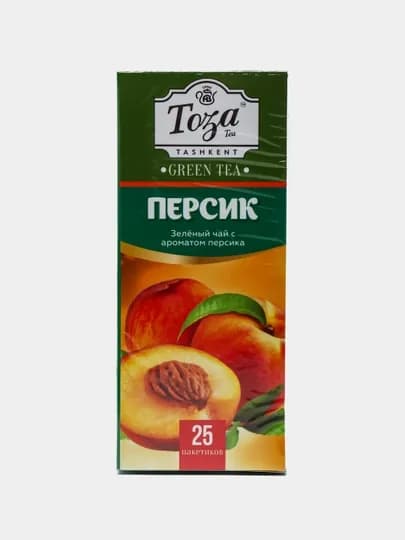 Чай зеленый Тоза tea, с персиком, 25 пакетиков