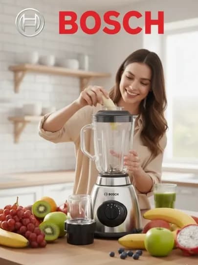 Блендер BOSCH 4-в-1: для приготовления смузи, миксер, кофемолка, стеклянная чаша 1,5 литра
