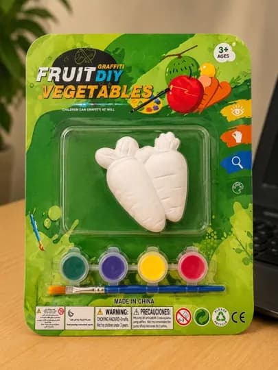 Набор для раскрашивания гипсовых фигурок детям DIY Fruits с красками и кисточкой — 2458614-GIPSFIGURKALAR-БИРЮЗ