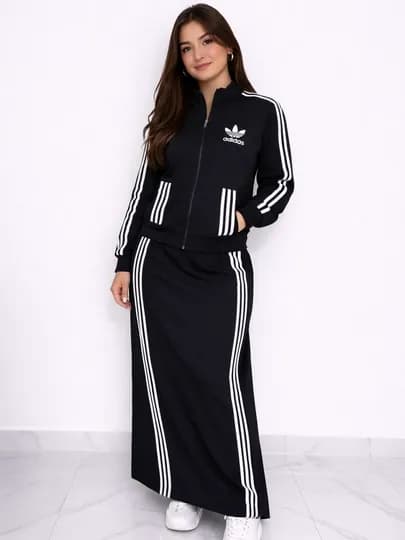 Женский спортивный костюм с юбкой – стильный и удобный комплект — BDBYFAY-ADIDASYUBKA-ТЕМНСИН-Ovesize