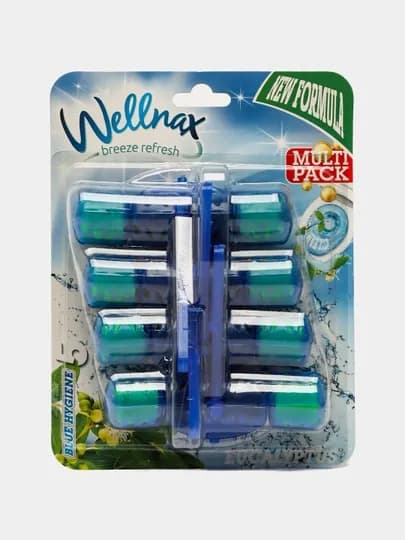 WELLNAX БЛОК ОБОДКА ДЛЯ ТУАЛЕТА Blue Water 4 Multi ( Эвкалипт ) 4x50g