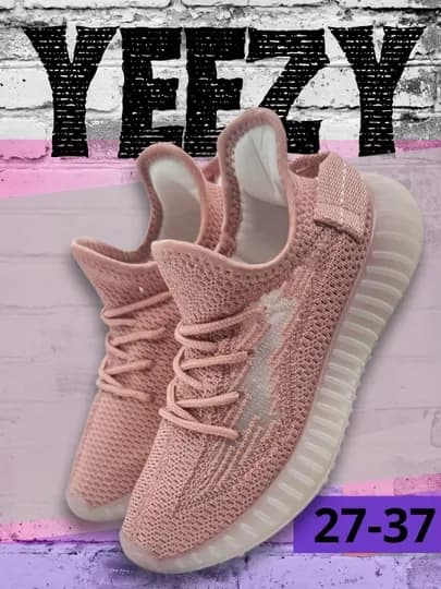 Кроссовки Yeezy, для девочек и мальчиков, 32-37 — YASHAVO-YEZZI-РОЗОВ-37