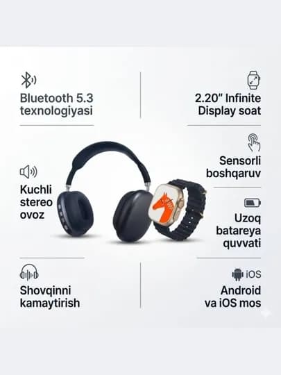 P9 Ultra 2 – Умные часы с беспроводными наушниками