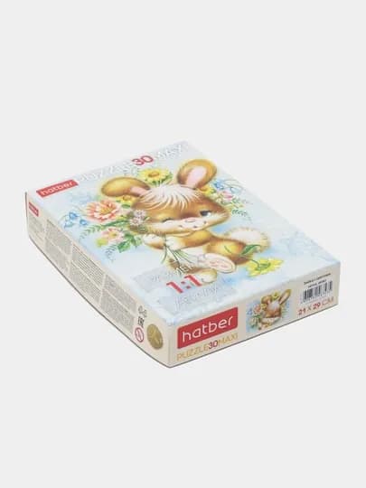 Пазл Hatber Maxi "Зайка с цветами", А4ф, 210 * 290 мм, 30 элементов