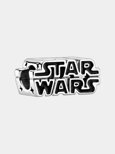 PANDORA Серебряный шарм с логотипом Star Wars и черной эмалью, 799246C01