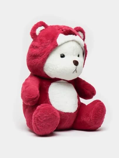 Мягкая игрушка Мишка в капюшоне, в разных размерах — KIDSM-КАПИШОН-КРАСН-40