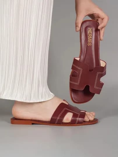 Тапочки женские летние, летние тапочки, женская обувь, тапочки Hermes — БРЕНД1-ТАПОЧКА-БОРДОВ-39