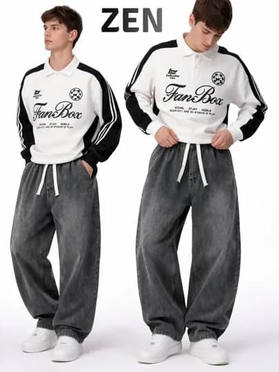 Мужские baggy jeans, широкие оверсайз джинсы, весенняя одежда для мужчин в стиле Y2K — CONTEX-CONTEXJEANS-СЕРЫЙ-W30L32
