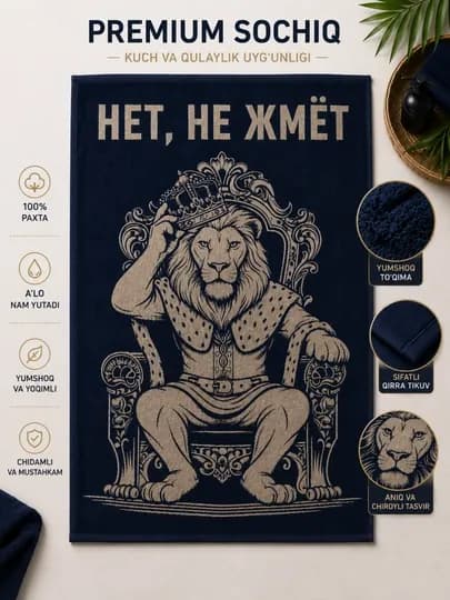 Махровое полотенце Леопард 110 x 160 см, хлопковое большое банное полотенце — MULKI12-SOCHIQ-ИНДИГО