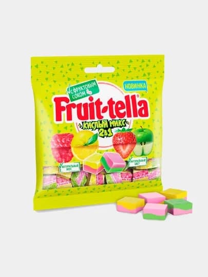 Жевательная конфета Fruit-tella Кислый микс 2в1 70гр