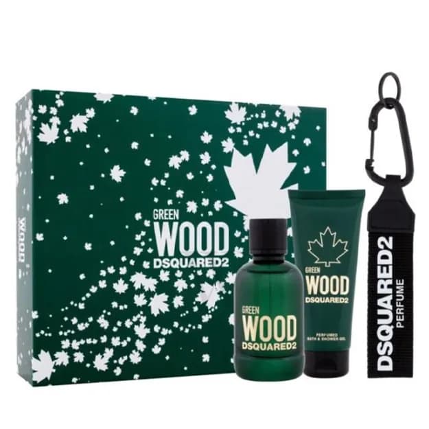 Dsquared2 Green Wood (M) Set EDT 100ml + B & Sg 100ml + Black Key Ring