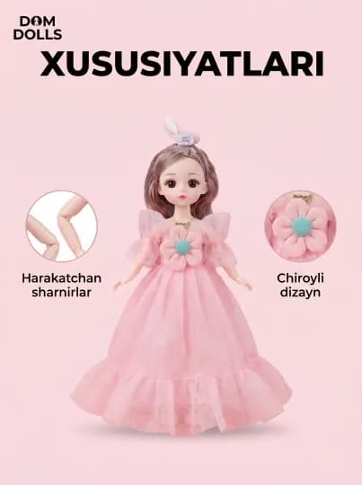 Музыкальная кукла DOM DOLLS для девочек в красивом платье, в подарочной коробке, 30 см — REBORN-ШАРН16-КРЕМОВ