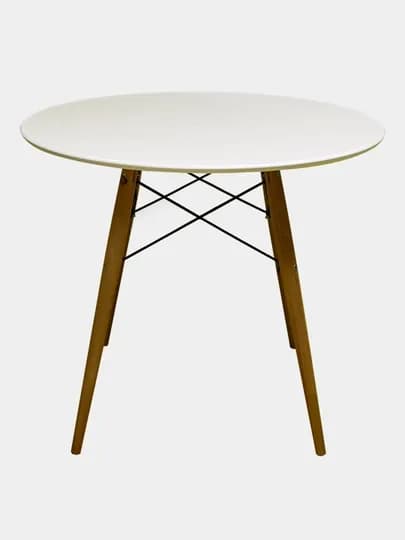 Стол кухонный, круглый, AIKO Stockholm d 90x75, обеденный стол ПВХ для кухни и столовой — AIKOWDS-STOCPVX-БЕЛЫЙ