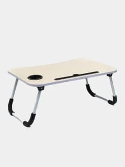 Стол для ноутбука + USB-порт, светодиодная подсветка, складной, 60 * 40 * 28 см — KHAN-5629895-КРЕМОВ-65665