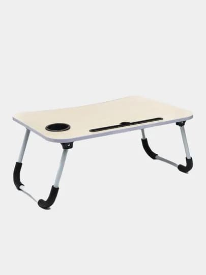 Стол для ноутбука + USB-порт, светодиодная подсветка, складной, 60 * 40 * 28 см — KHAN-5629895-КРЕМОВ-65665
