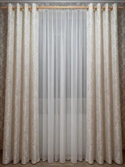 Штора с кольцами 1 шт, плотная хлопковая ткань «мрамор», 150×275 см — SHTORIY-KOLSO-СЛНКОСТ