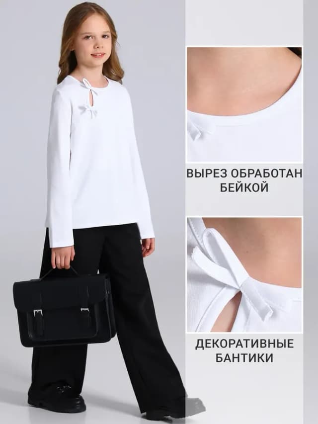 Блузка для девочки школьная нарядная с бантиками