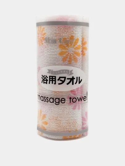 Корейская массажная мочалка, полотенце для тела Skin Care Deluxe Massage Towel, цветочная — MAKLIN-MOCHSVE-МАНГО