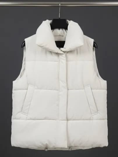 Женский осенне-зимний короткий жилет из хлопка, с пухом — DUN2023-JILETKA-БЕЛЫЙ-XXL