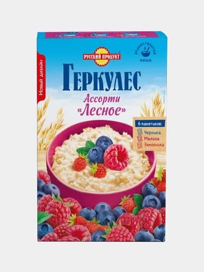 Овсяная каша геркулес Русский продукт, ассорти №4 Лесное, 210 гр