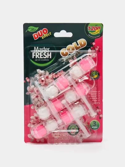 Подвесной блок для унитаза Master Fresh Gold Duo Effect 5 в 1, Сакура, 3 штуки
