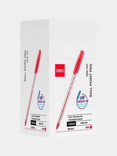 Ручка шариковая 1,0мм EQ98-RD (кр) Deli, по 5 шт