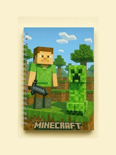 Блокнот Майнкрафт, Minecraft, А5, 40 страниц, на пружинке, тетрадь, геймерский, школьный. — ТОЧКА-ИАЙН-БЕЖЕВ-точка