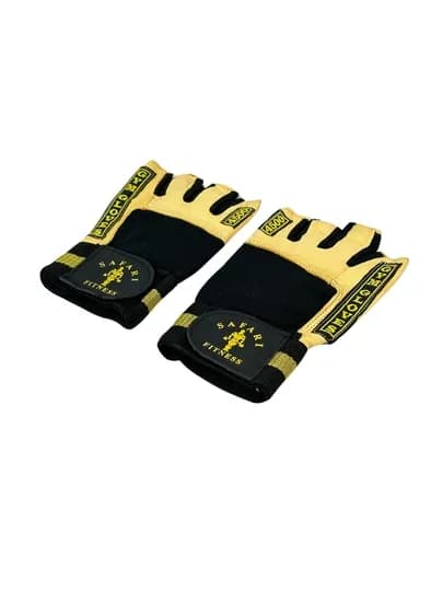 Перчатки для фитнеса и тяжелой атлетики, кожаные GYM GLOVES SB-161094 S-XXL — VFGUZ07-VFGVL78-ЖЕЛТ-L