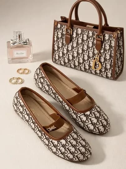 Женские балетки в стиле Dior – удобная и стильная обувь — GSHOESS-DIORBALETJIG1-КОРИЧН-40