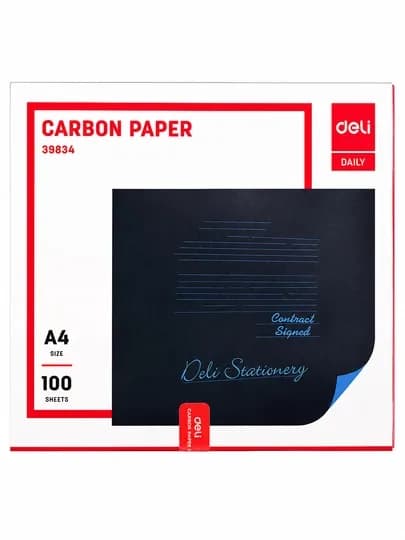 Копировальная бумага (копирка), 100 листов - Deli 39834 Carbon Paper A4 — KANSTEC-DELI39834