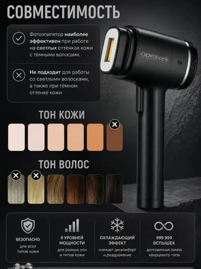 Фотоэпилятор CRONIER для домашнего использования — DOSTON-IBORIAA-ЧЕРН