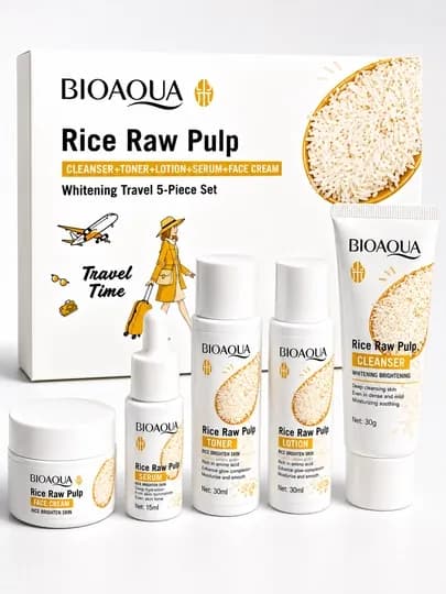 Мини-набор для ухода за лицом Bioaqua 5 в 1, антивозрастный, экстракт риса — DIORS-GURUCH-БЕЛЫЙ