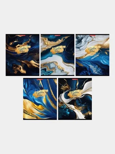 Тетрадь, 96 листов, А5, в клетку, Golden Blue, 5 шт