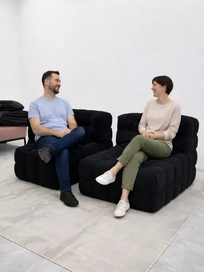 Бескаркасный диван 83×100×75 см, мягкое кресло-мешок, вакуумная упаковка, до 200 кг — MIX786-DIVAN450-ЧЕРН