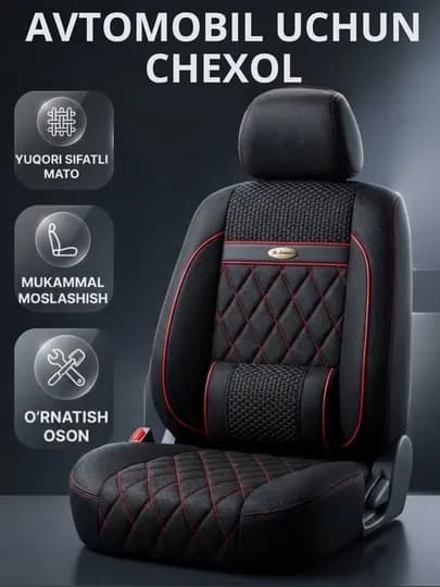 Чехлы на автомобильные сиденья, на весь салон Cobalt, Gentra, Spark, Nexia, Matiz — OMINA25-AVTOCHEHOL-КРАСН-Damas 2