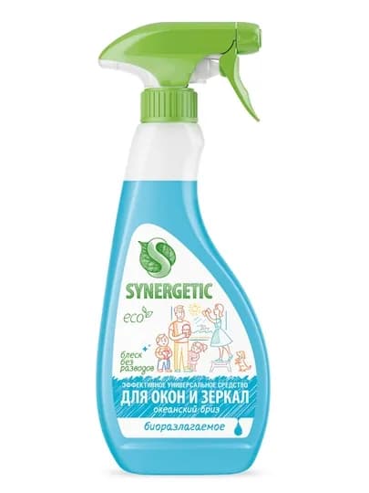 Средство для мытья стеклянных поверхностей SYNERGETIC "Океанский бриз", 0,5 л