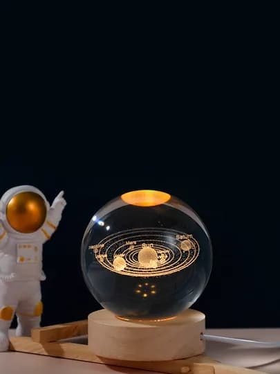 3D ночник, светильник стеклянный, настольная лампа, LED-подсветка — LAKEP-АРТ0101-ЖЕЛТ