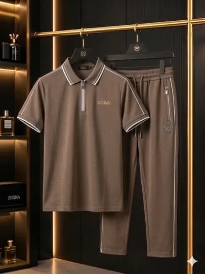 Спортивный костюм мужской Zegna, комплект футболка-поло на молнии и штаны — AVNS-ZEGNA-ПЕСХАКИ-XXL