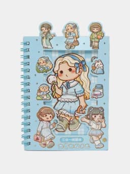 Блокнот с наклейками Kuromi Sanrio, стикербук, размер 16 * 12 см — ASAS-BLOKKUR-ГОЛУБ-KUROMI