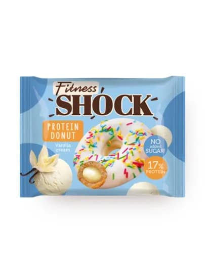 Протеиновый пончик Fitness Shock, 17% белка, без сахара, разные вкусы — TOUCHOM-SHOKSDONUT-ГОЛУБ