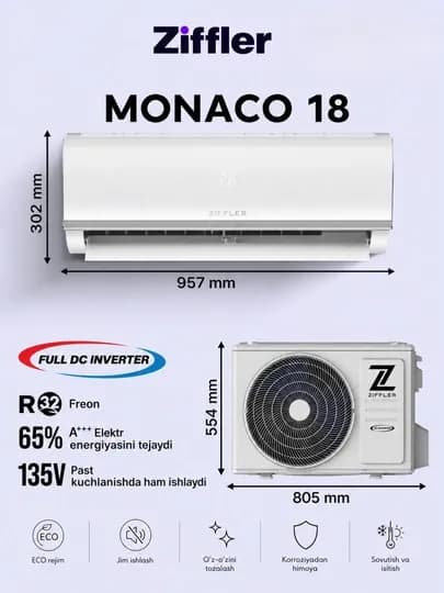 Кондиционер Ziffler Monaco 18 инверторный R32