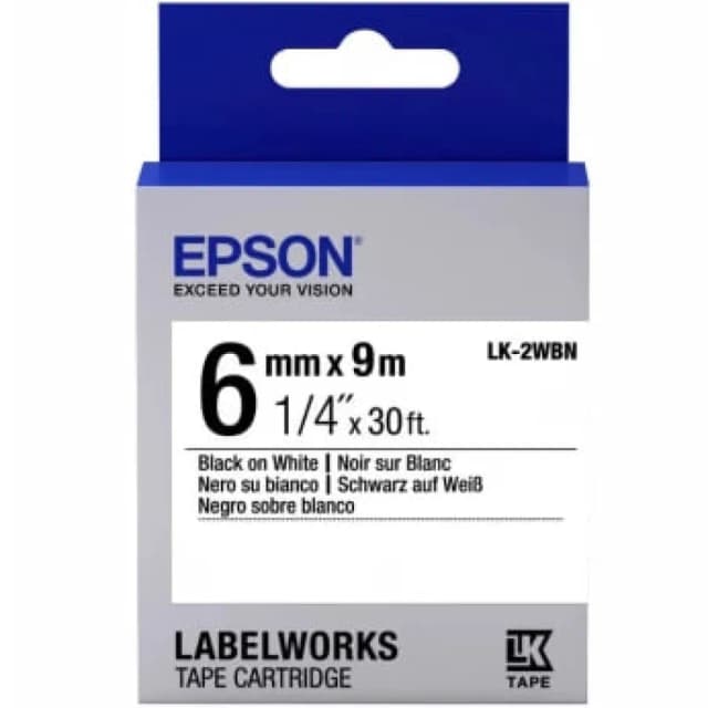 LW-300/400/400VP/700 Standart Black/White uchun 6mm x 9m (C53S652003) tasmali Epson kartriji