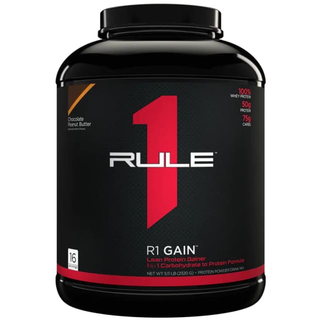 Высококалорийный гейнер RULE1 GAIN шоколадное арахисовое масло, 2.3кг